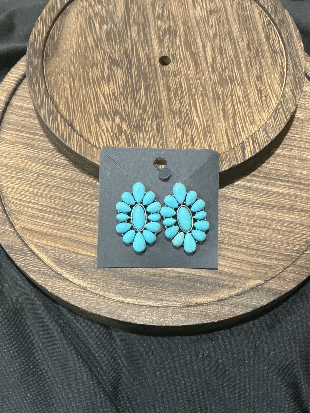 Turquoise Floral Cluster Stud Earrings - Women Jewelry